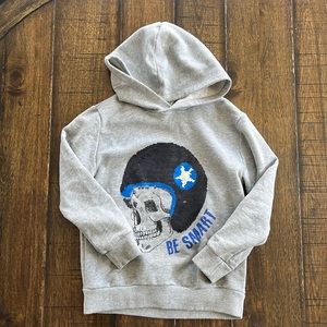 ZARA Grey hooded sweatshirt with reversible Sequin motif